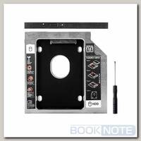 Салазки / переходник для установки жестких дисков HDD, SSD в отсек привода ноутбука 9.5 мм / mSATA Second HDD, SSD Caddy, OPTIBAY, оптибей, адаптер