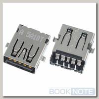 Разъем USB 3.0 / по середине / 15 x12mm / прямой / без юбки / черный