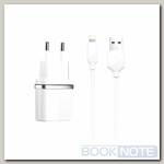 Зарядка USB / 5V / 5W 1A / HOCO C11 Smart single + кабель Lightning белый