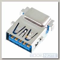 Разъем USB 3.0 / ниже середины / 16 x13mm / прямой / без юбки / голубой