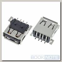 Разъем USB 2.0 / на плате / 14 x14mm / обратный / юбка